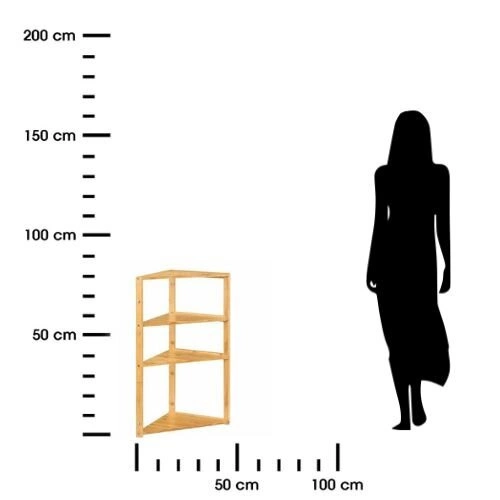 Lab n`Modul bambusowa półka łazienkowa narożna 3-poziomowa skandynawska do łazienki